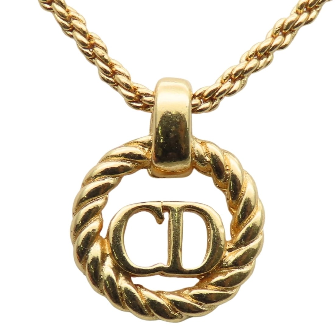 Christian Dior CD Logo Twist Metal Necklace, Gold Plated, GP, Women's: --- Catalog ---Category: SizeWeight: 5.7g / 0.2oz.Pendant Size: 15.7mm x 12.5mm / 0.61'' x 0.49''Neck Circumference: 44 cm / 17.32''Category: DesignColor: GoldGender: WomenMaterial: MetalNecklace Type