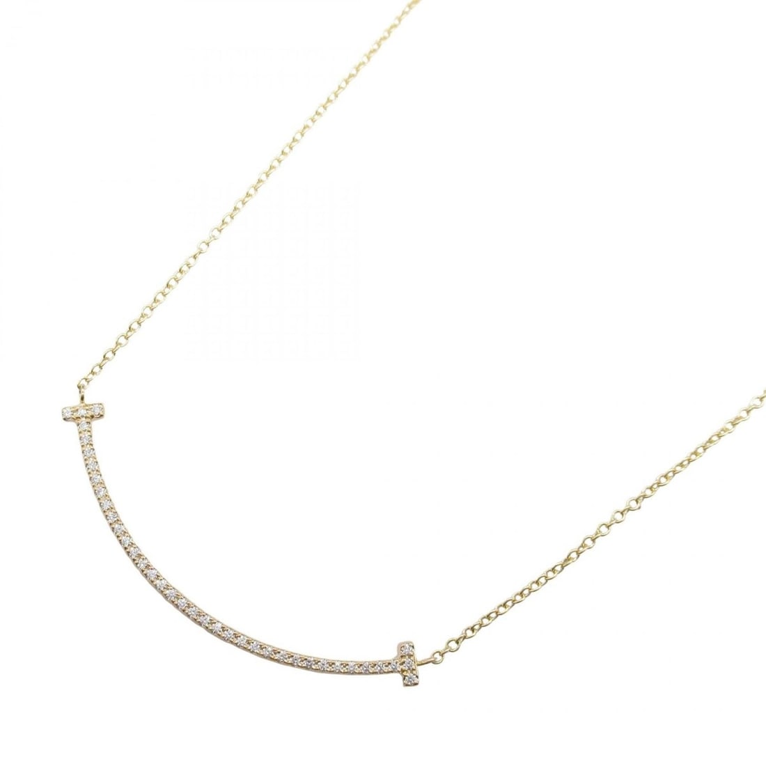 Tiffany & Co. T Smile Small Diamond Necklace, 18K Pink Gold (Pink Gold), Diamond, Women's, Gold, (1 of 10)