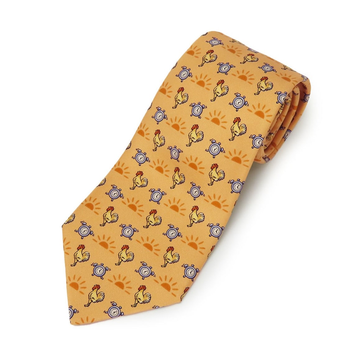 Hermes tie, chicken design, silk, orange, unique, men's apparel, HERMES: --- Catalog ---Category: SizeWidth: 8.5cm / 3.34''Total Length: 146cm / 57.48''Category: DesignType: CravatColor: OrangeGender: MenMaterial: Silk Category: GeneralBrand: Hermes--- Item List ---Section