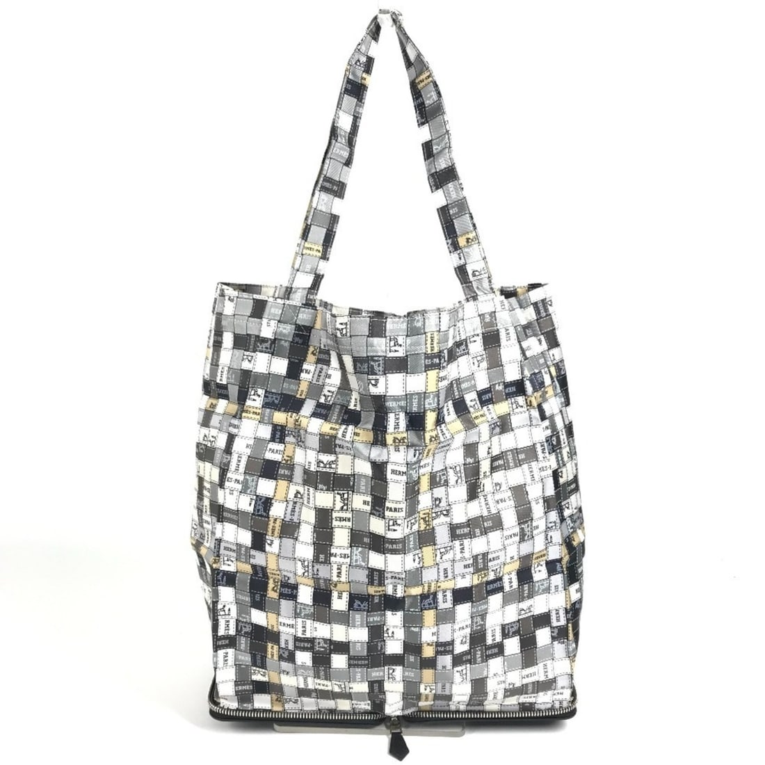 HERMES Silky Pop Foldable Eco Bag, Tote Handbag, Shoulder Leather, Silk, Women's, Black (1 of 17)