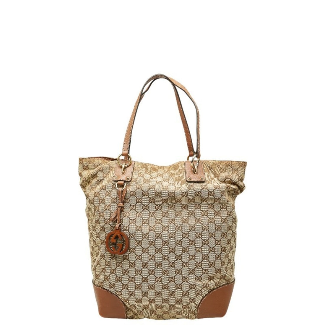 Gucci GG Canvas Tote Bag Shoulder 247236 Beige Brown Leather Women's GUCCI (1 of 12)