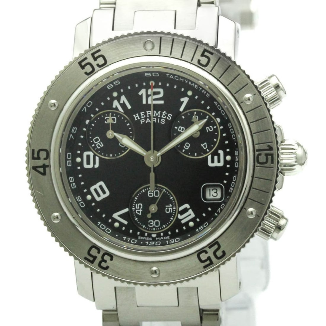 HERMES Clipper Diver Chronograph Quartz Ladies Watch CL2.310 Polished (1 of 12)
