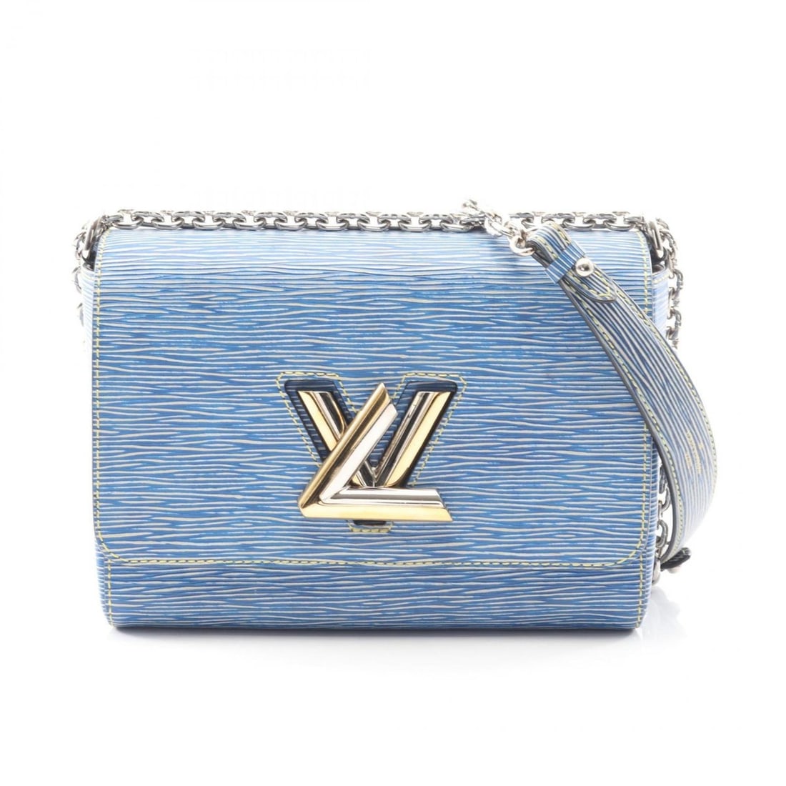 Louis Vuitton Twist MM Shoulder Bag in Leather and Epi Denim, Women's, Blue, M50271: --- Catalog ---Category: SizeSize (HxWxD): 17cm x 23cm x 9cm / 6.69'' x 9.05'' x 3.54''Category: DesignType: Shoulder bagColor: BlueGender: WomenMaterial: Leather , Epi denim leather Category: General