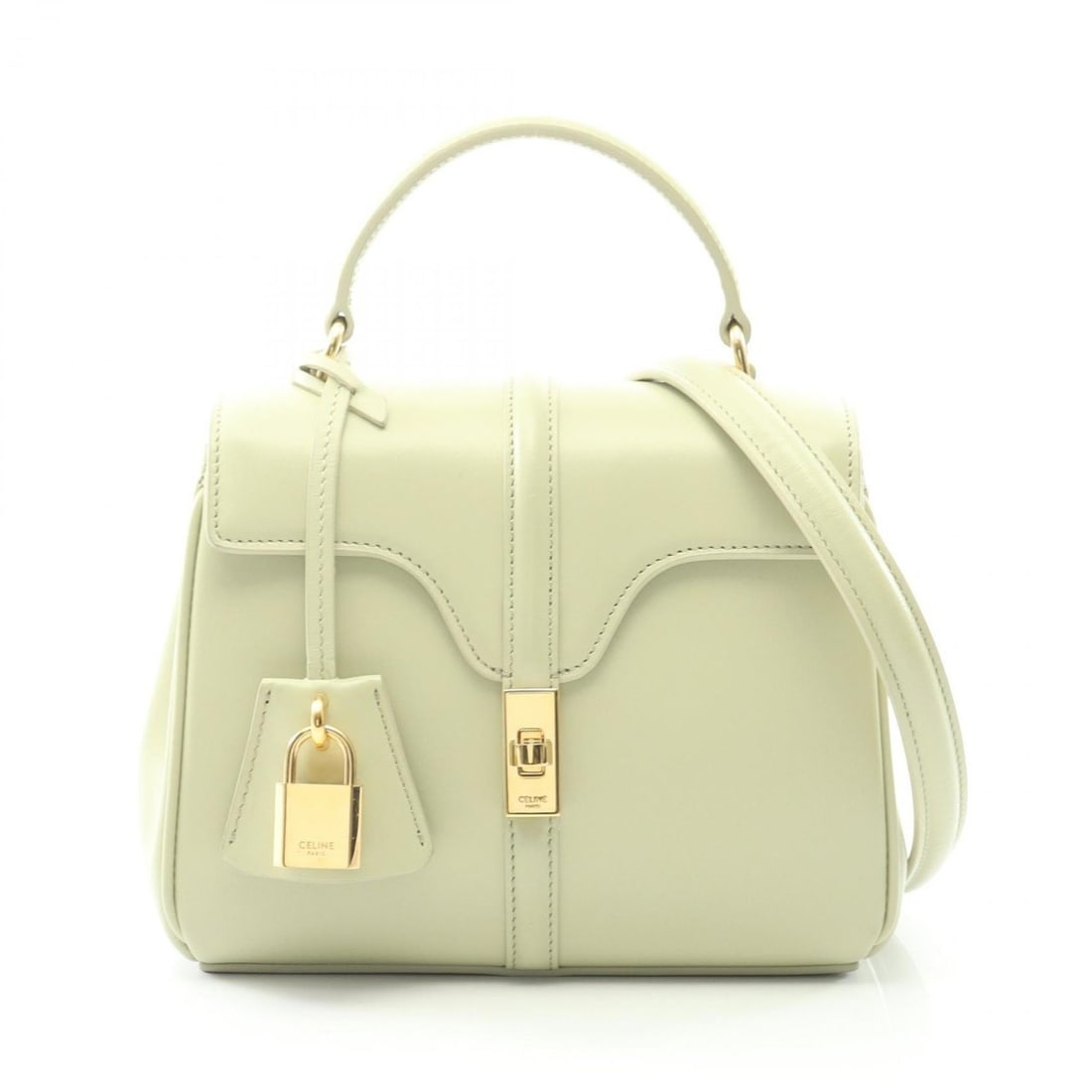 Celine Mini 16 Seize Handbag, Leather, Women's, Green, 197983BEY.29AG (1 of 10)