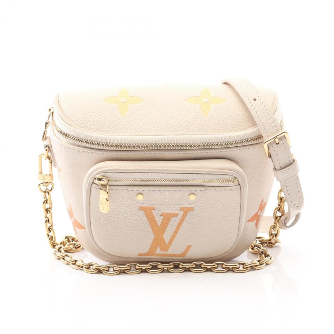 Louis Vuitton Mini Bum Bag, Two-Tone Leather Shoulder Monogram Empreinte, Women's, Ivory, Orange,: --- Catalog ---Category: SizeSize (HxWxD): 11.5cm x 15cm x 6.5cm / 4.52'' x 5.9'' x 2.55''Category: DesignType: Shoulder bagColor: Ivory, OrangeGender: WomenMaterial: Monogram Empreinte Category: Gene