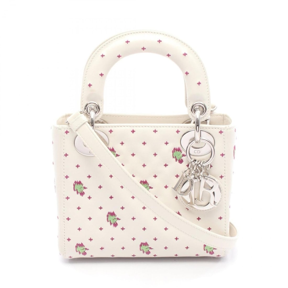 Christian Dior Dior Lady Mini Handbag, Leather, Women's, White (1 of 10)