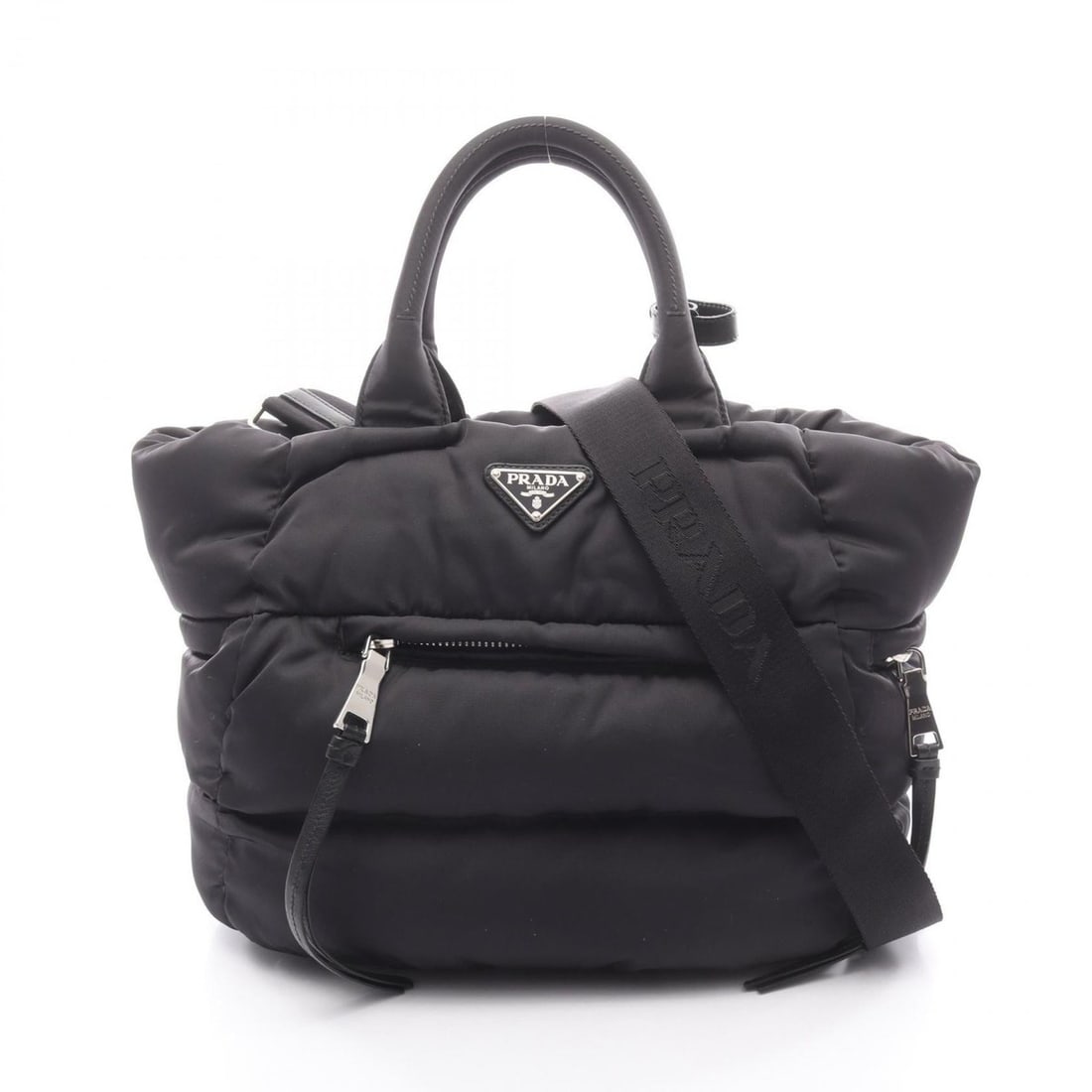 Prada Tessuto Bomber handbag in nylon and leather, black, BN2632.: --- Catalog ---Category: SizeSize (HxWxD): 24cm x 30cm x 19cm / 9.44'' x 11.81'' x 7.48''Category: DesignType: HandbagColor: BlackGender: WomenMaterial: Tessuto , Leather Category: GeneralMPN: BN2632B