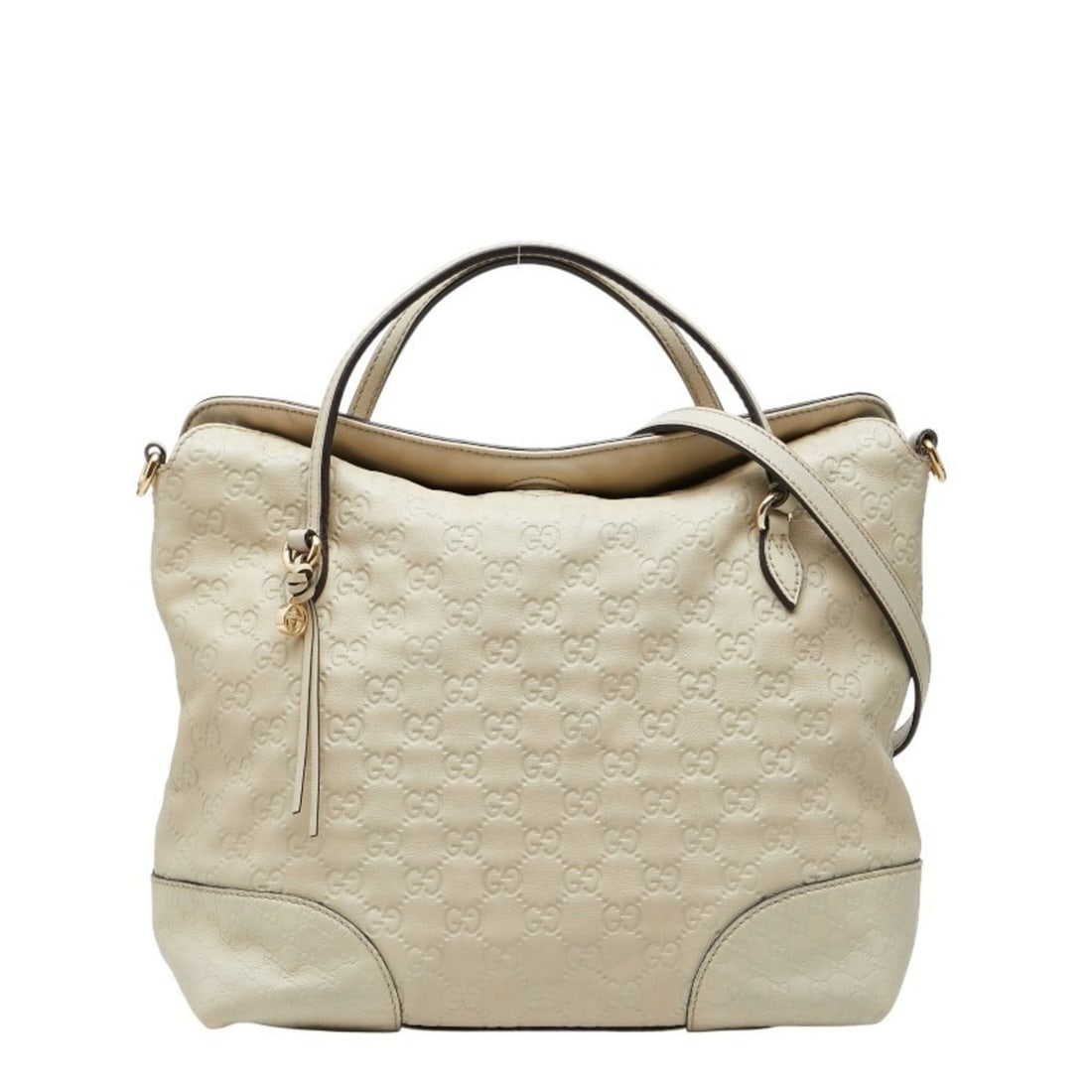 Gucci Guccissima 2-Way Handbag/Shoulder Bag 353120 Beige Ivory Leather Women's GUCCI (1 of 20)