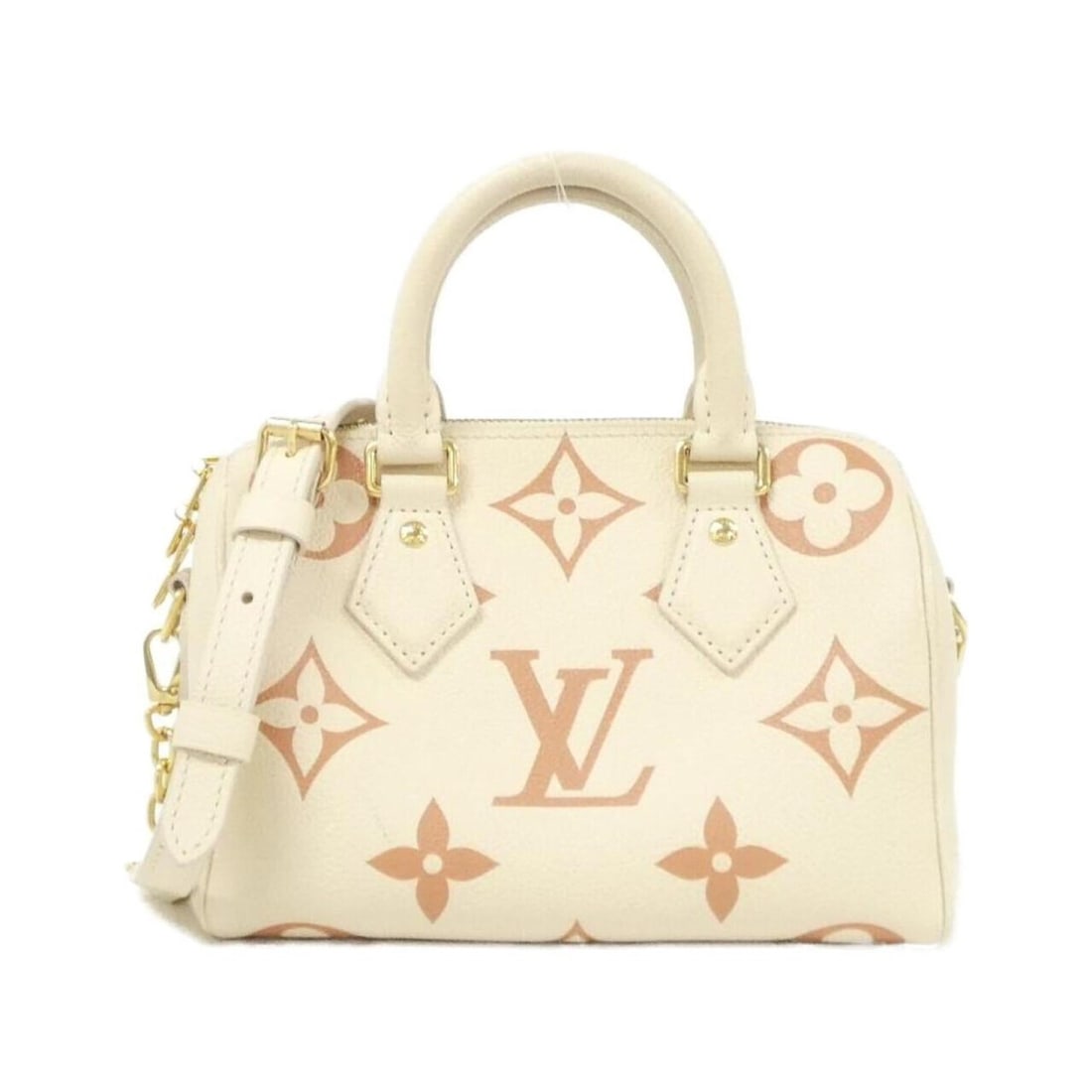 Louis Vuitton Two-Tone Monogram Empreinte Speedy Bandouliere 20cm Boston Bag M46397: --- Catalog ---Category: SizeSize (HxWxD): 13cm x 20cm x 12cm / 5.11'' x 7.87'' x 4.72''Category: DesignType: Boston bagColor: Cream, WhiteGender: WomenMaterial: Leather Hardware Color: