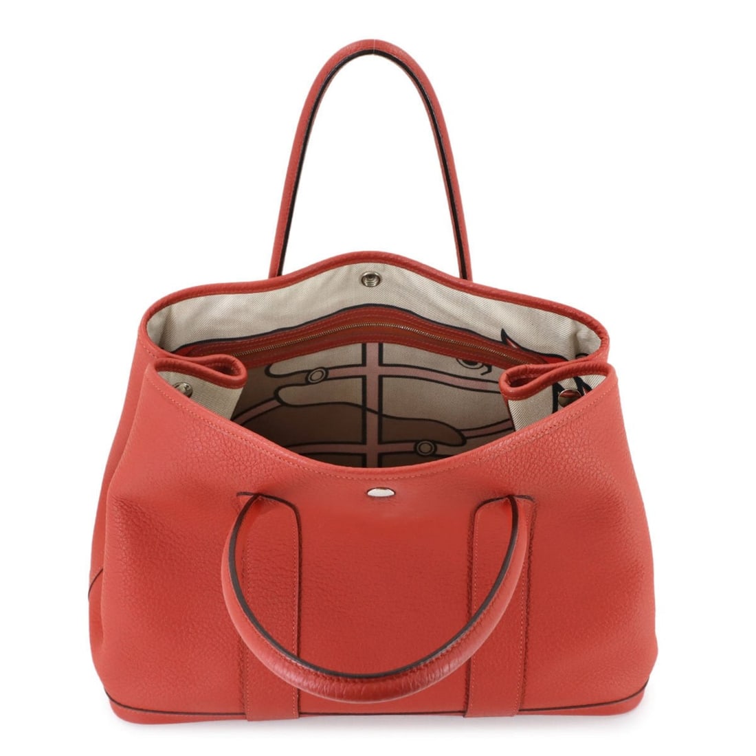 Hermes Hermès Garden Party Steeple PM 36 Tote Bag, Country Rouge Duchesse Cadrege, T Stamp: --- Catalog ---Category: SizeSize (HxWxD): 25.5cm x 36cm x 18cm / 10.03'' x 14.17'' x 7.08''Category: DesignType: Tote bagColor: Red colorGender: WomenMaterial: Country leather Category: