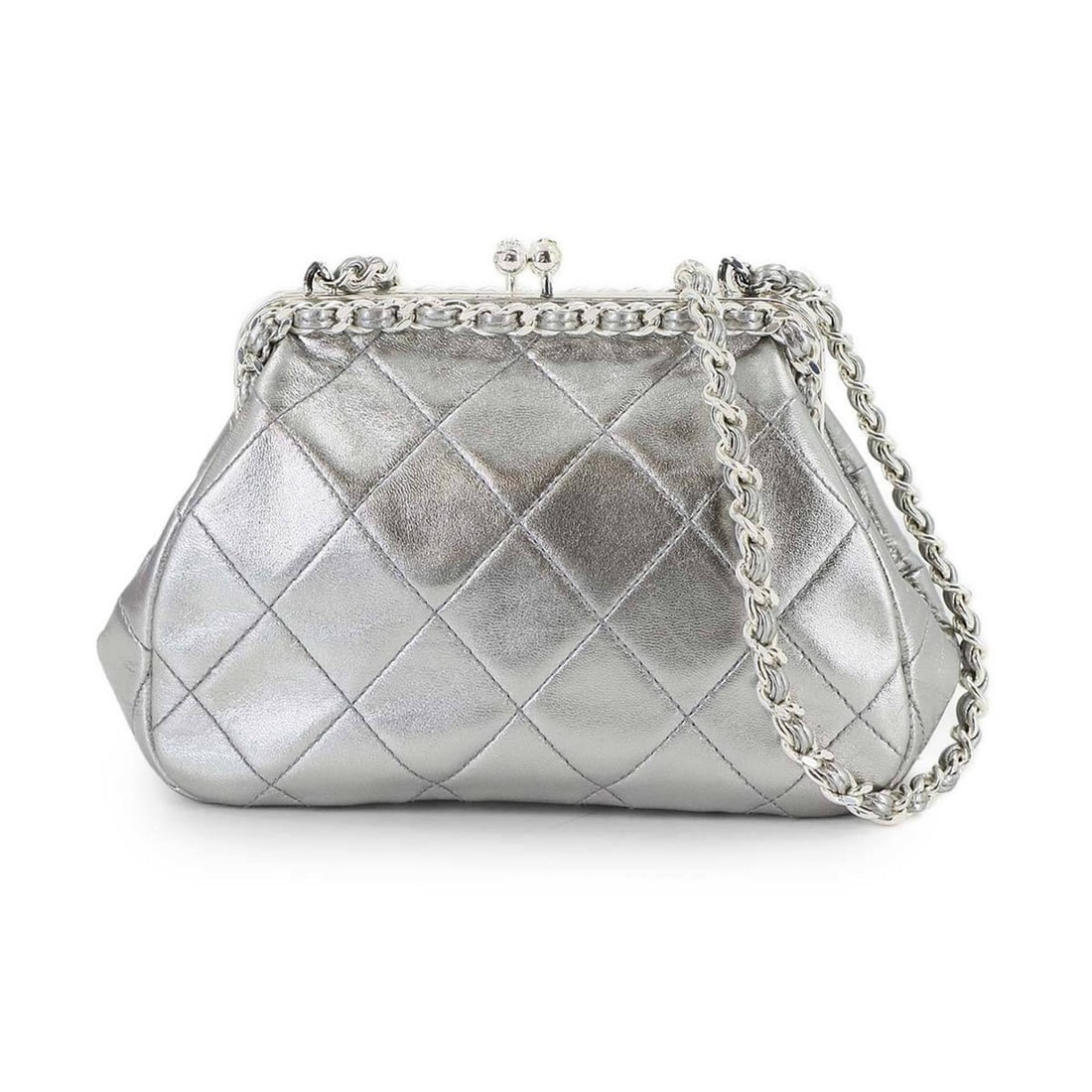 CHANEL Matelasse Chain Shoulder Bag in Silver Lambskin (1 of 15)