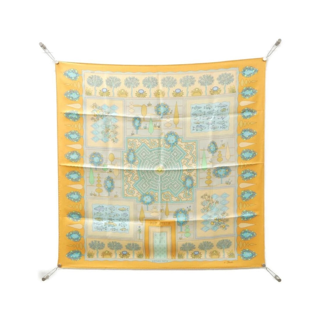Hermes Hermès PARIDAIZA Carre Scarf Muffler: --- Catalog ---Category: SizeSize (LxW): 90cm x 90cm / 35.43'' x 35.43''Category: DesignType: ScarfColor: Blue, OrangeGender: Women,MenMaterial: Silk Category: GeneralBrand: Hermes--- Item List