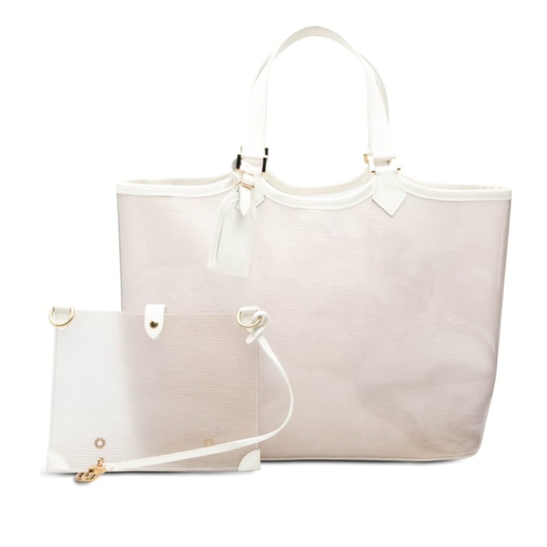 Louis Vuitton Epi Plage Lagoon Bay Tote Bag, Handbag M92151, Clear White Vinyl and Leather, Women's, (1 of 18)