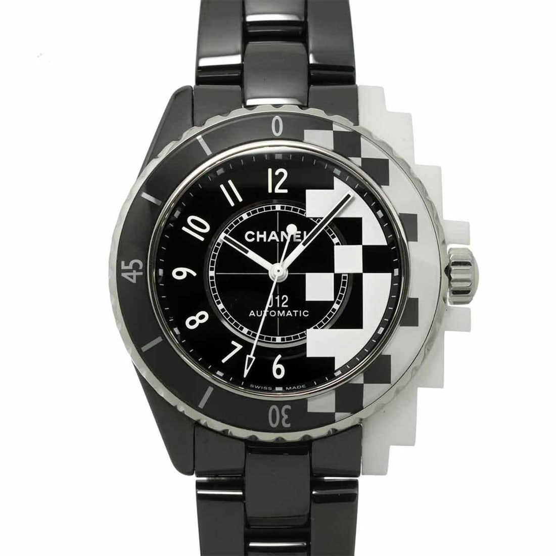 Chanel J12 Cybernetic H7988 Men's Watch, Black and White Ceramic, Automatic: --- Catalog ---Category: SizeWrist Size: 18cm / 7.08''Case Diameter: 39mm / 1.54''Category: DesignType: WristwatchGender: MenColor (Dial): BlackMaterial (Band): Ceramic, Stainless steelMaterial (Case)