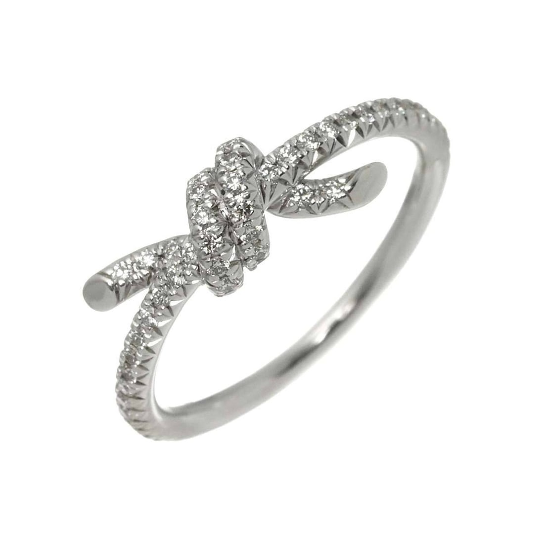 Tiffany & Co. Knot Ring, size 10.5, diamond, 18K white gold, 750. (1 of 7)