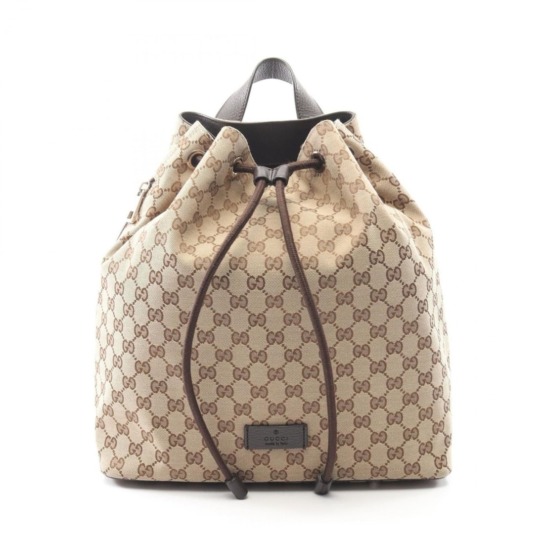 Gucci GG Canvas Backpack, and Leather, Women's, Beige Brown, 449175 (1 of 15)