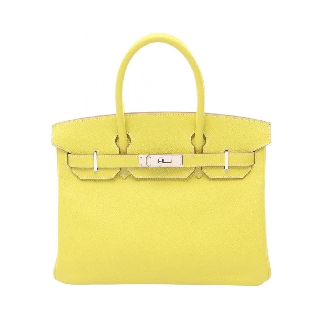 Hermes Hermès Candy Birkin 30 handbag in calfskin leather (cowhide) and Epsom leather. Yellow.: --- Catalog ---Category: SizeSize (HxWxD): 24cm x 30cm x 15cm / 9.44'' x 11.81'' x 5.9''Handle Length: 33cm / 12.99''Category: DesignType: HandbagColor: Lime yellow, YellowGender: WomenMaterial: