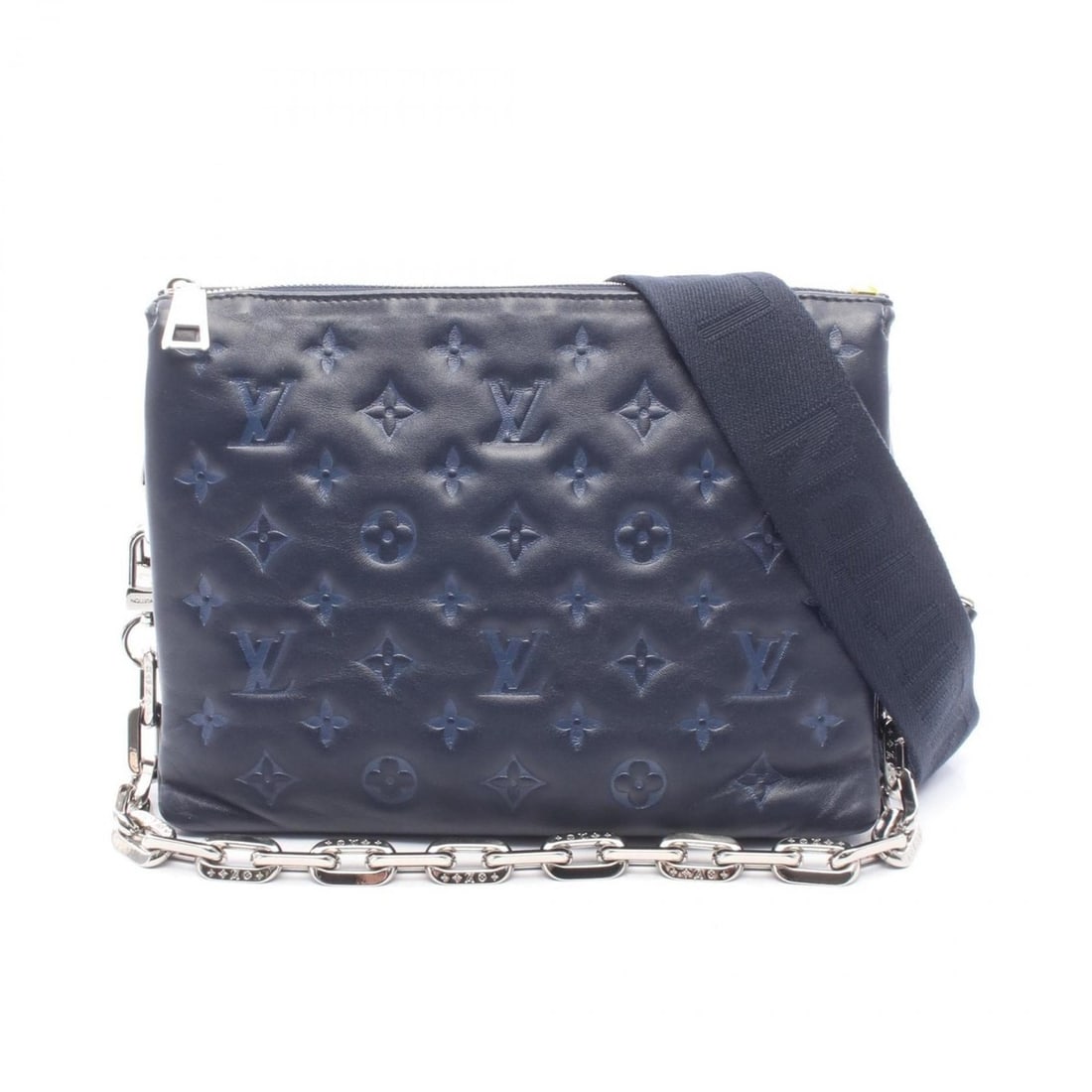 Louis Vuitton Coussin PM Shoulder Bag, Monogram Embossed Leather, Navy, M21282 (1 of 8)
