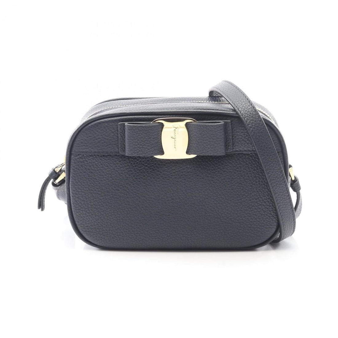 Salvatore Ferragamo Vara Ribbon Shoulder Bag, Leather, Women's, Navy (1 of 14)