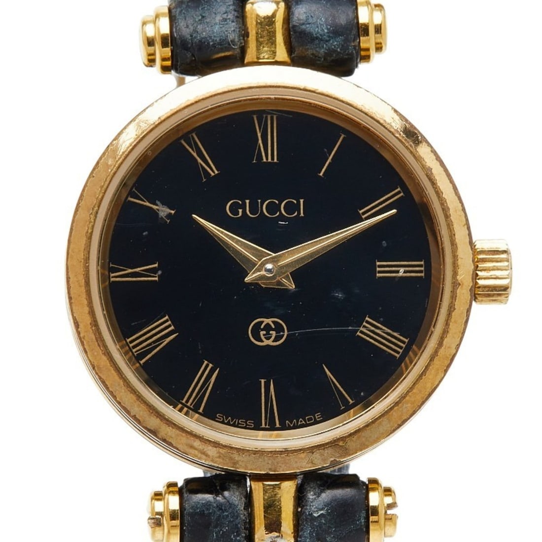 Gucci Women's Quartz Watch with Black Dial, Stainless Steel and Leather Strap (1 of 17)