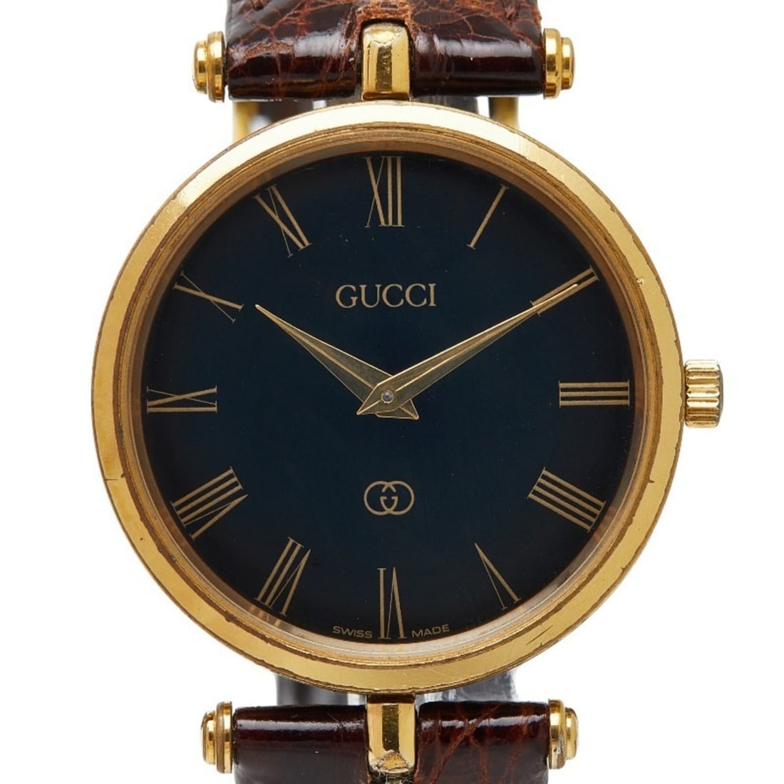 Gucci Men's Quartz Watch with Black Dial, Stainless Steel and Leather Strap (1 of 14)