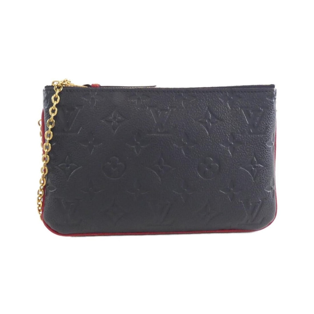 Louis Vuitton Monogram Empreinte Pochette Double Zip Shoulder Bag M63916: --- Catalog ---Category: SizeWeight: 250g / 8.81oz.Size (HxWxD): 12cm x 21cm x 3cm / 4.72'' x 8.26'' x 1.18''Strap Length: 117cm / 46.06''Category: DesignType: Pochette, Shoulder bagColor: Marine