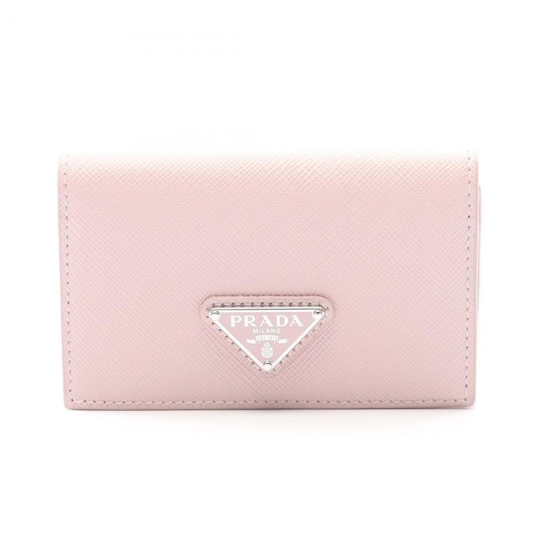 Prada Saffiano Triangle Business Card Case, Leather, Women's, Pink (1 of 9)