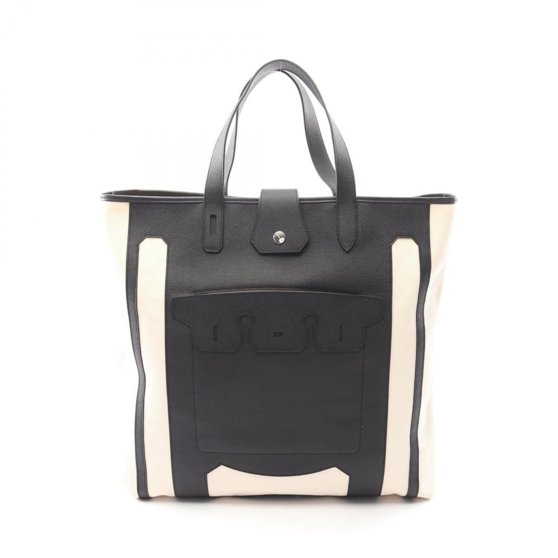 Hermes Hermès Monsieur B GM Tote Bag, Canvas, Leather, Toile H, Epsom Women's, Beige, Black (1 of 8)