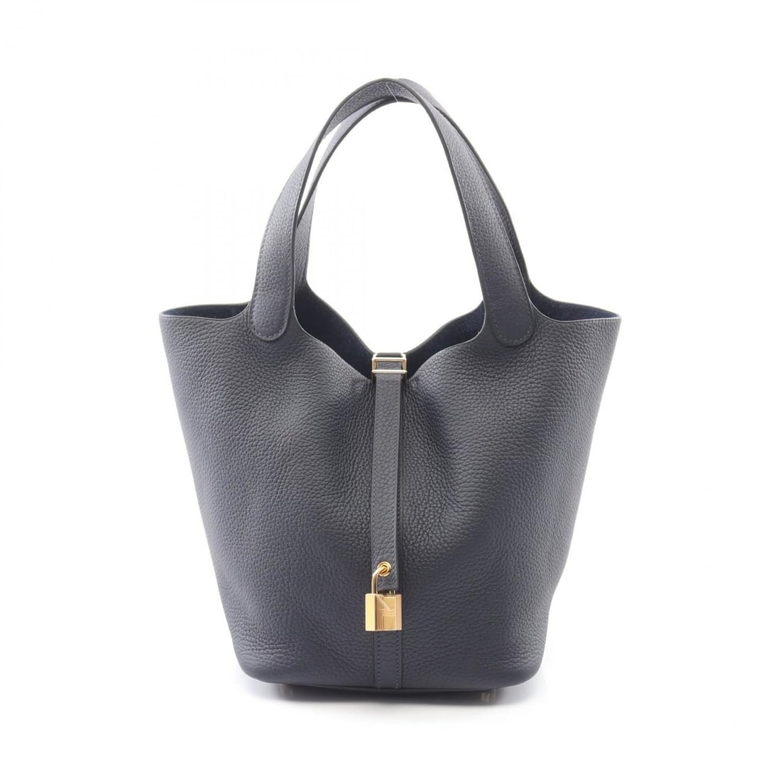 Hermes Hermès Picotin Lock MM handbag in Taurillon Clemence leather, navy blue. (1 of 9)