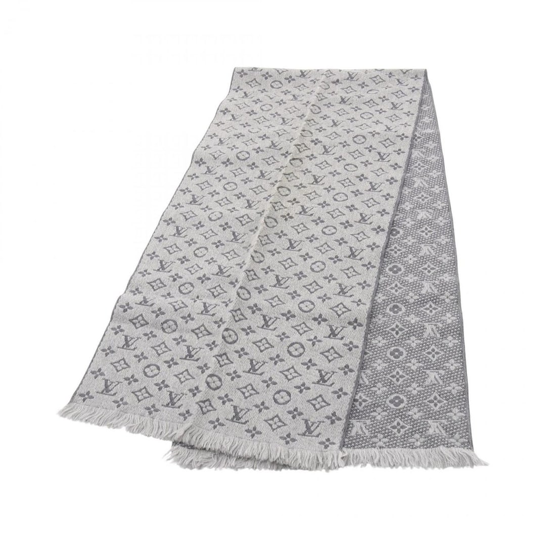 Louis Vuitton Monogram Classic Gris Clair Men's Wool Scarf in Gray (1 of 14)