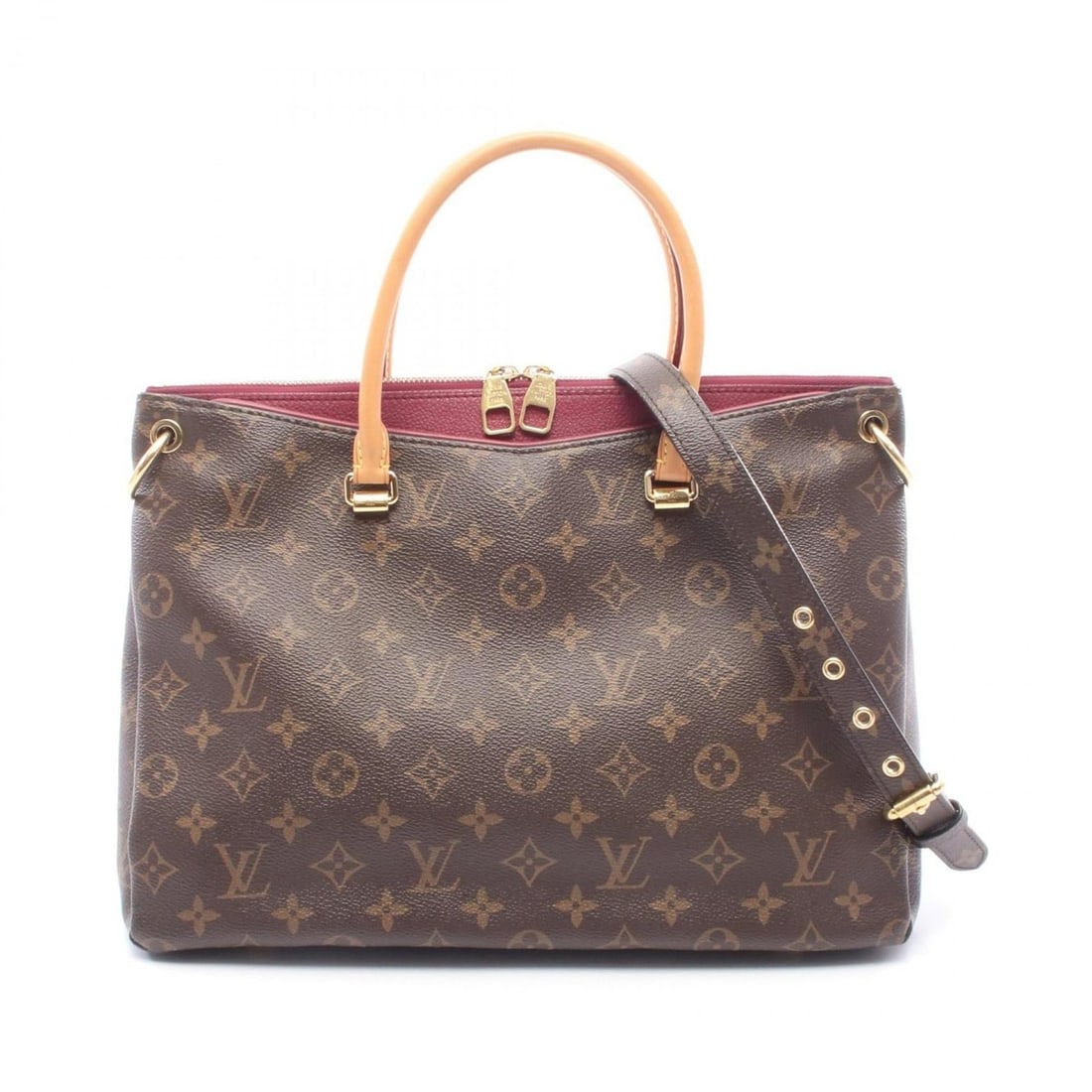 Louis Vuitton Pallas Handbag, Coated Canvas and Leather, Monogram, Women's, Brown Bordeaux, M40906 (1 of 16)