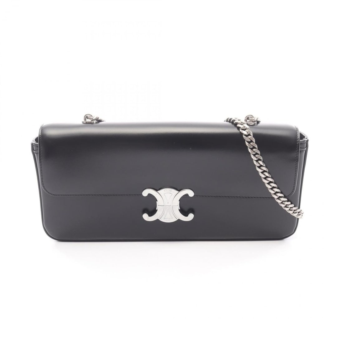 Celine Claude Triomphe shoulder bag, leather, women's, black: --- Catalog ---Category: SizeSize (HxWxD): 14cm x 29cm x 4cm / 5.51'' x 11.41'' x 1.57''Category: DesignType: Shoulder bagColor: BlackGender: WomenMaterial: Leather Category: GeneralBrand: Celine--- I