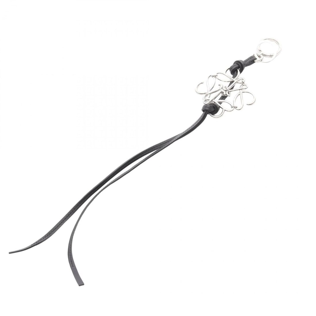 LOEWE Anagram Charm Accessory, Leather and Metal, Women's, Silver Black (1 of 20)