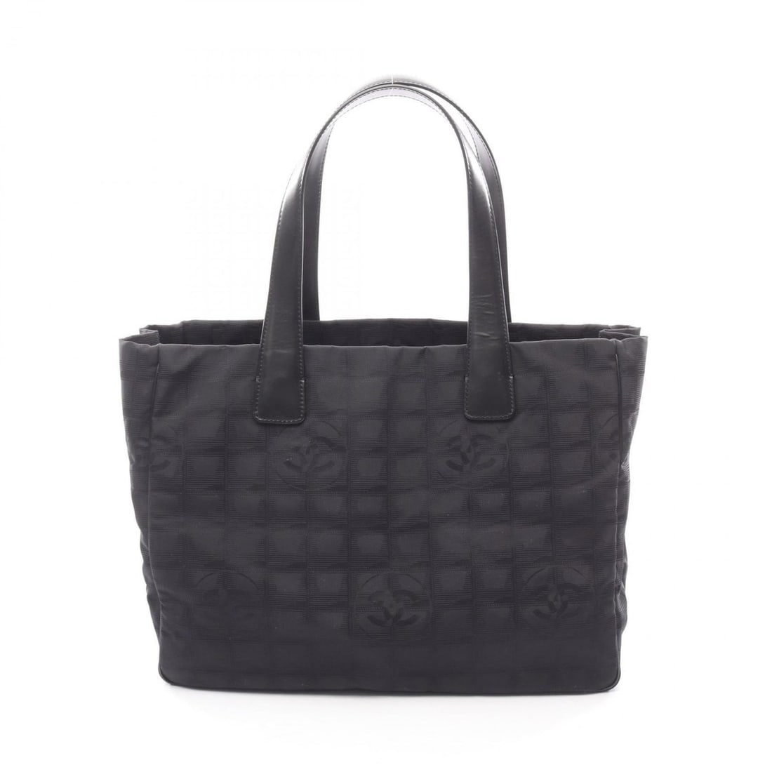 CHANEL New Travel Line MM Tote Bag, Leather, Nylon Canvas, Women's, Black, A15991 (1 of 20)