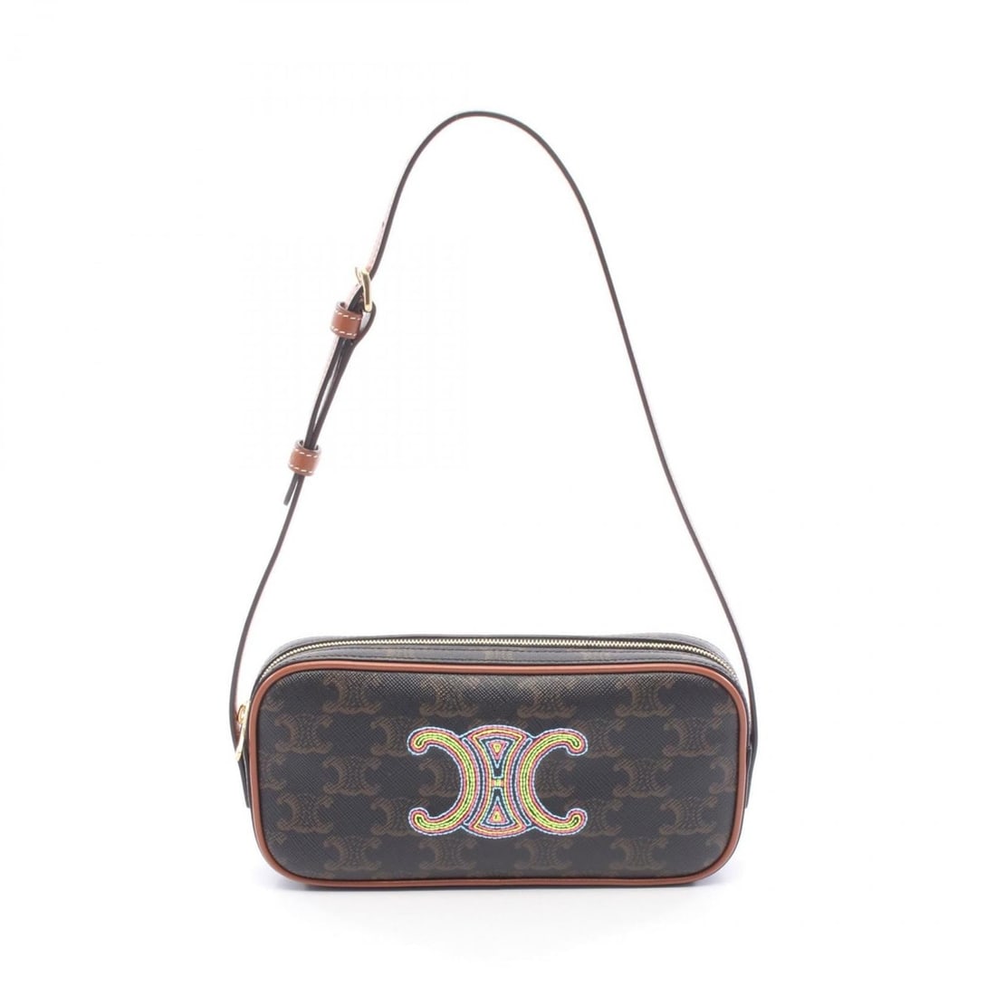 Celine Cuir Triomphe Mini Camera Bag, Shoulder Coated Canvas and Leather, Women's, Black, Brown,: --- Catalog ---Category: SizeSize (HxWxD): 9.5cm x 19cm x 3cm / 3.74'' x 7.48'' x 1.18''Category: DesignType: Shoulder bagColor: Black, Brown, Multi-colorGender: WomenMaterial: Coated canvas , Leather