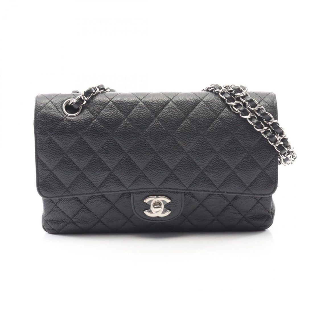 CHANEL Matelasse Double Flap Shoulder Bag in Grained Calfskin Leather, Women's, Black (1 of 13)