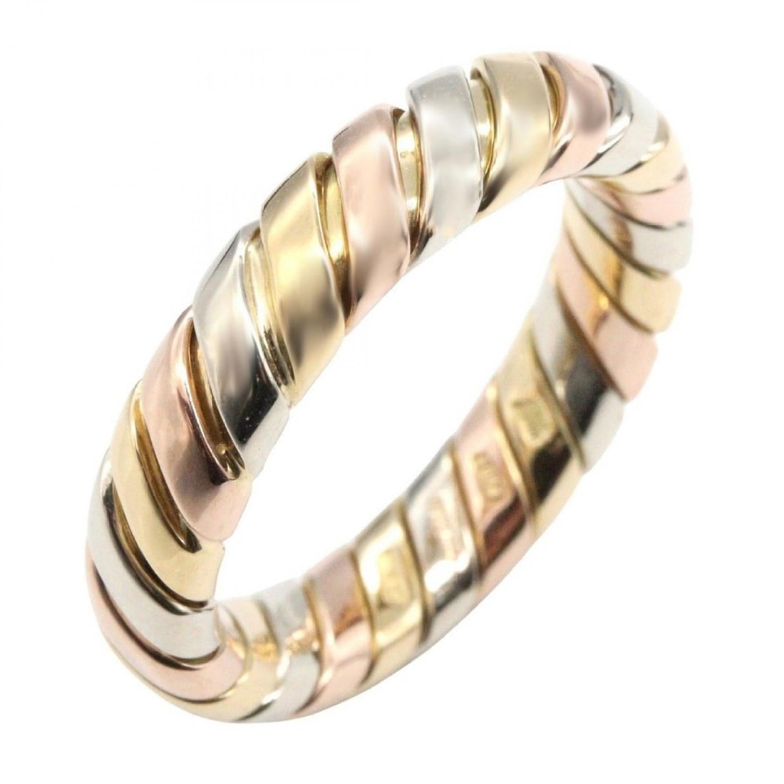 BVLGARI Tubogas Ring, Women's Jewelry, 18K Yellow Gold, White Pink Gold and Silver (1 of 15)