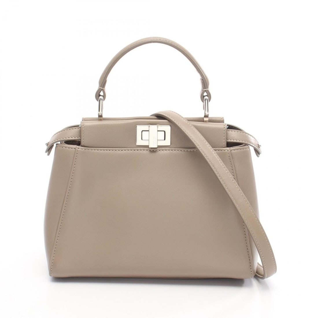 Fendi Mini Peekaboo Handbag, Leather, Women's, Beige, 8BN244 (1 of 8)