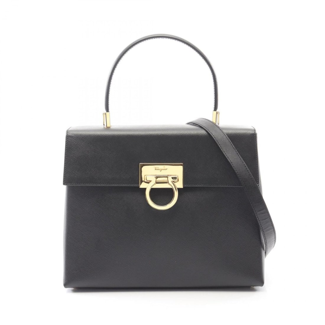 Salvatore Ferragamo Gancini handbag, leather, women's, black (1 of 17)