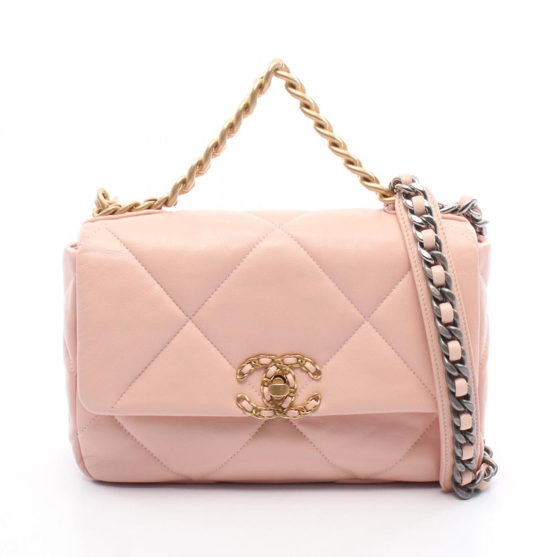 CHANEL 19 Disneuf Matelasse Shoulder Bag, Leather, Women's, Pink, AS1160 (1 of 13)