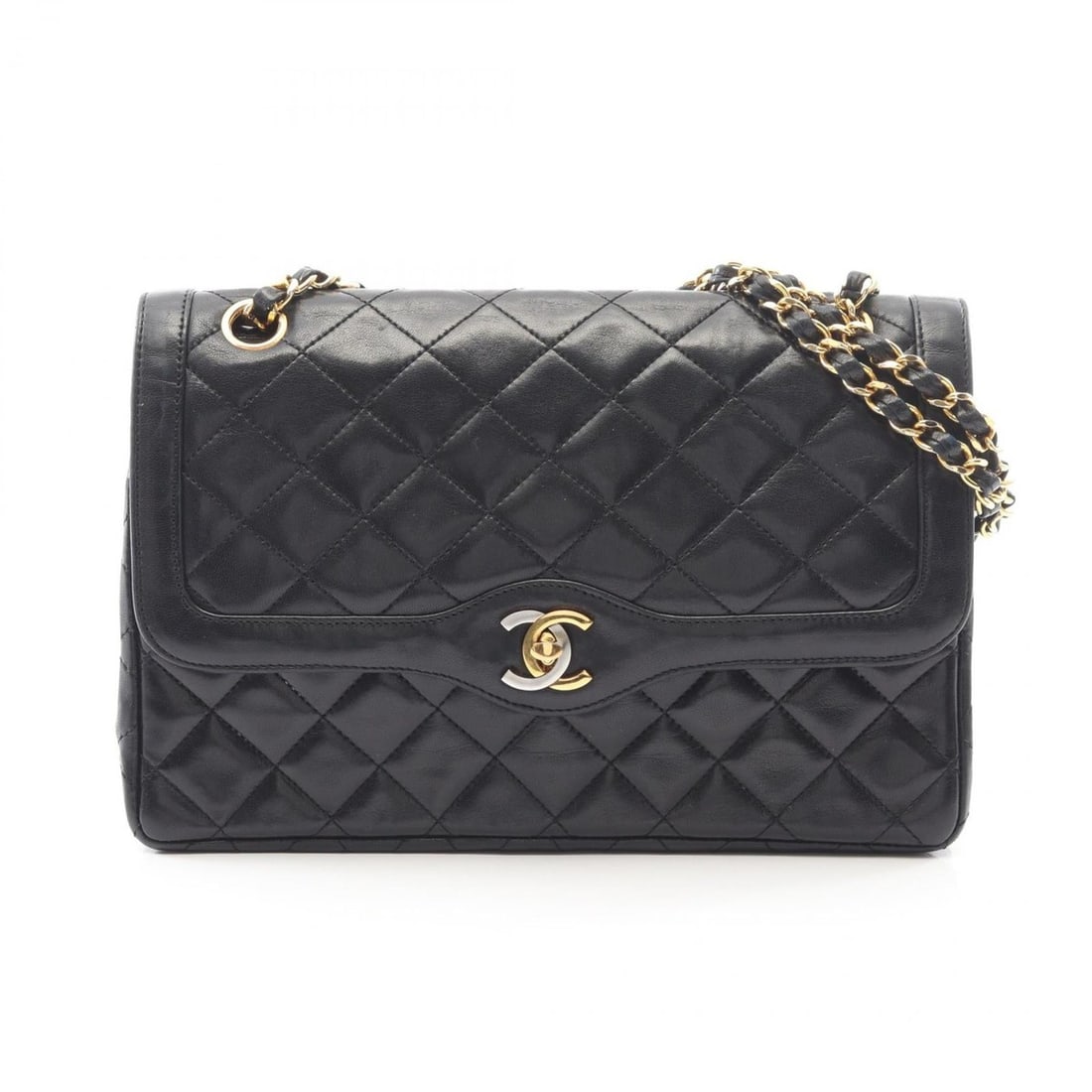 CHANEL Matelasse Paris Limited Edition Double Flap Shoulder Bag in Lambskin Leather, Black (1 of 13)