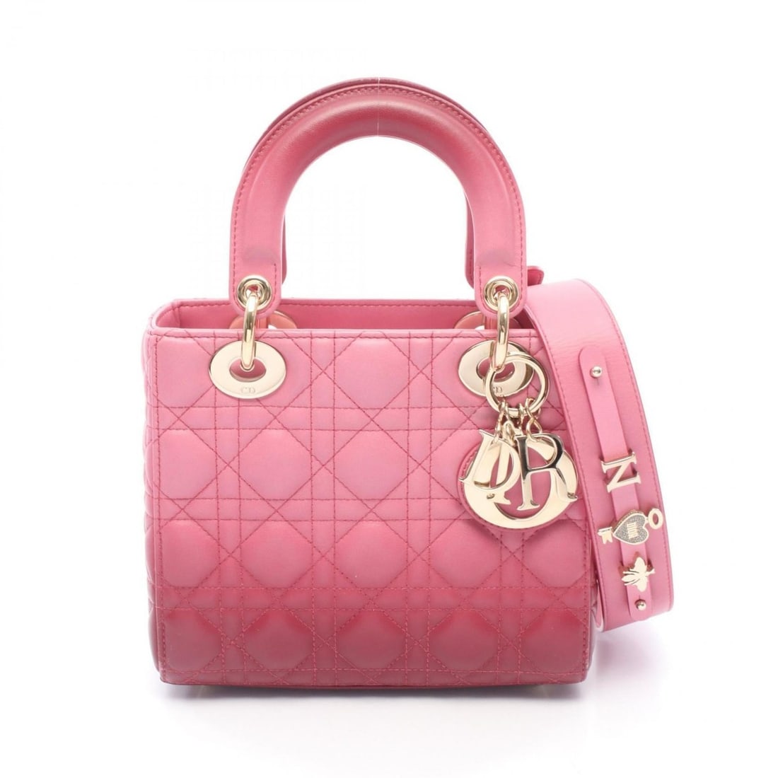 Christian Dior Dior Lady My ABC Cannage handbag, leather, women's, pink, burgundy (1 of 14)
