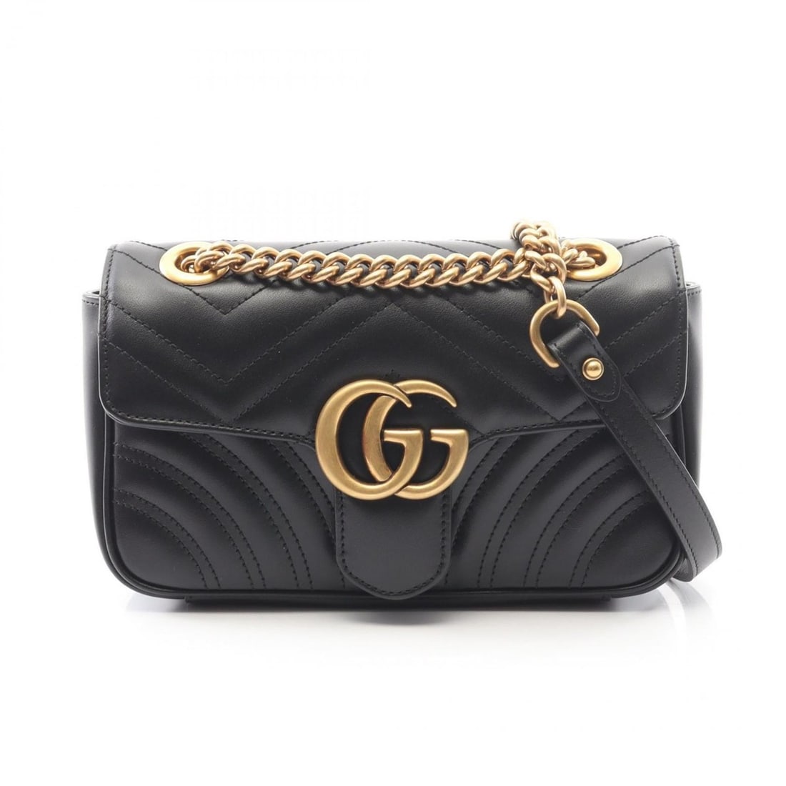 Gucci GG Marmont Shoulder Bag, Leather, Women's, Black, 446744 (1 of 10)