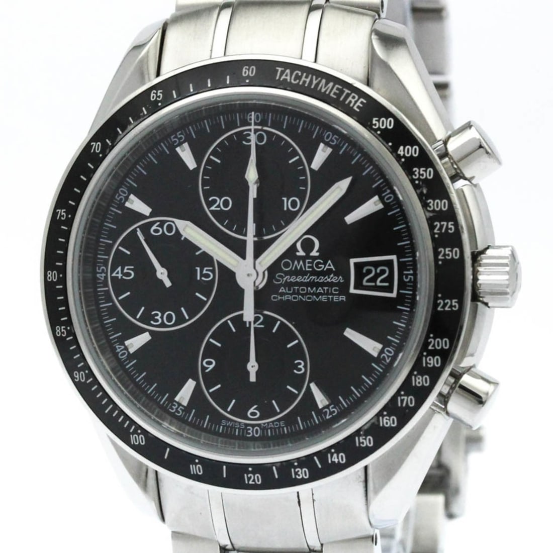 OMEGA Speedmaster Date Steel Automatic Mens Watch 3210.50 Polished: --- Catalog ---Category: SizeCase Diameter: 39mm / 1.54''Category: DesignType: WristwatchStyle: SportGender: MenColor (Dial): BlackMaterial (Band): Stainless steelMaterial (Case): Stainless steelCateg
