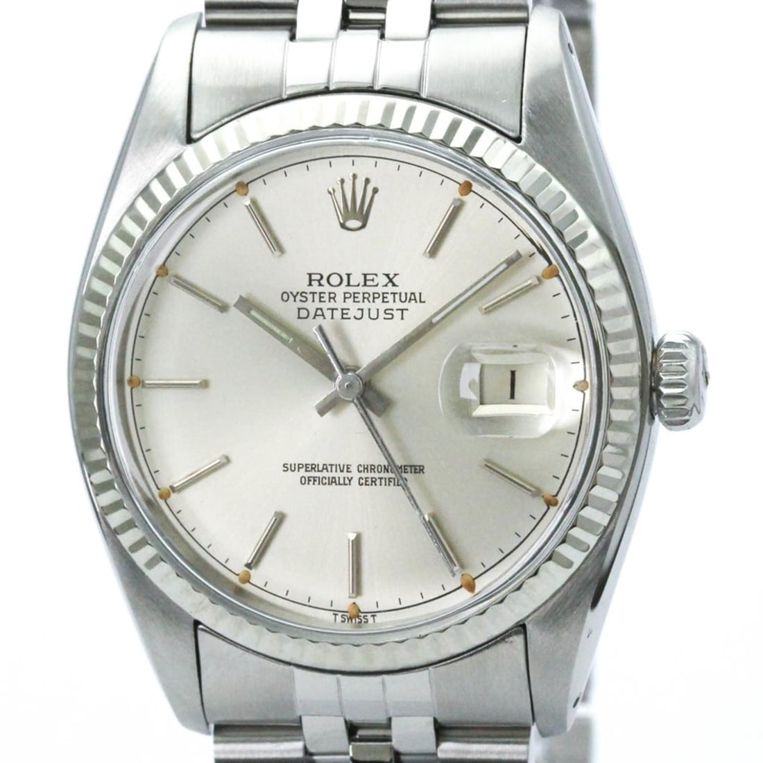 ROLEX Datejust 18K White Gold Steel Automatic Mens Watch 16014 Polished (1 of 12)