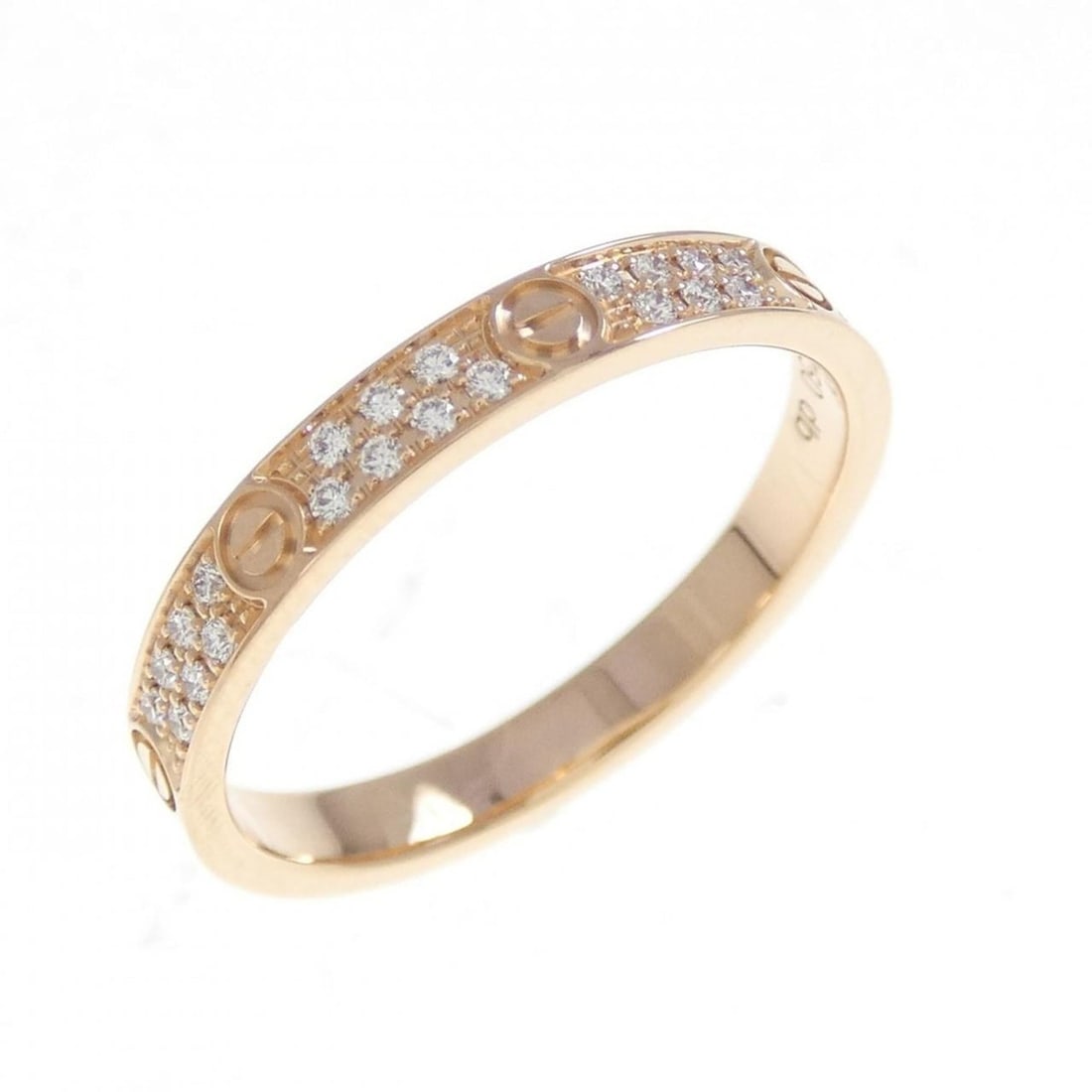 Cartier Mini Love Ring Small: --- Catalog ---Category: SizeUS Size: 5Brand Size: 49Category: DesignType: Band ringStone: DiamondGender: WomenMaterial: Pink gold (18K)Category: GeneralMPN: B4218100Brand: Cartier--- Item List ---Sec