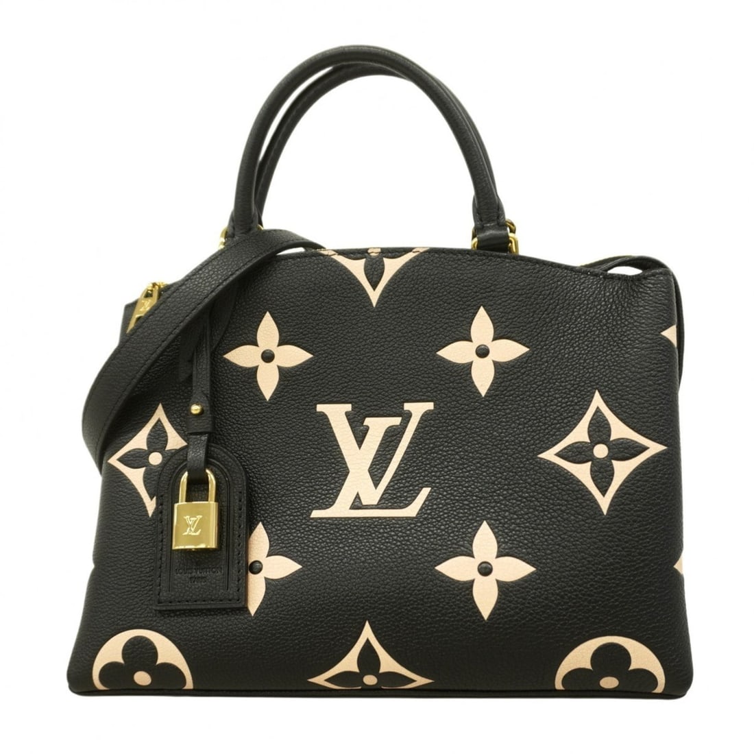 Louis Vuitton Monogram Empreinte Two-Tone Petit Palais PM Handbag M58913 Black/Beige 2-Way Bag for (1 of 12)