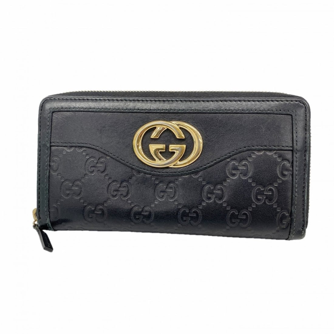 Gucci Long Wallet Guccissima Interlocking G 308012 Leather Black Men's Women's (1 of 16)