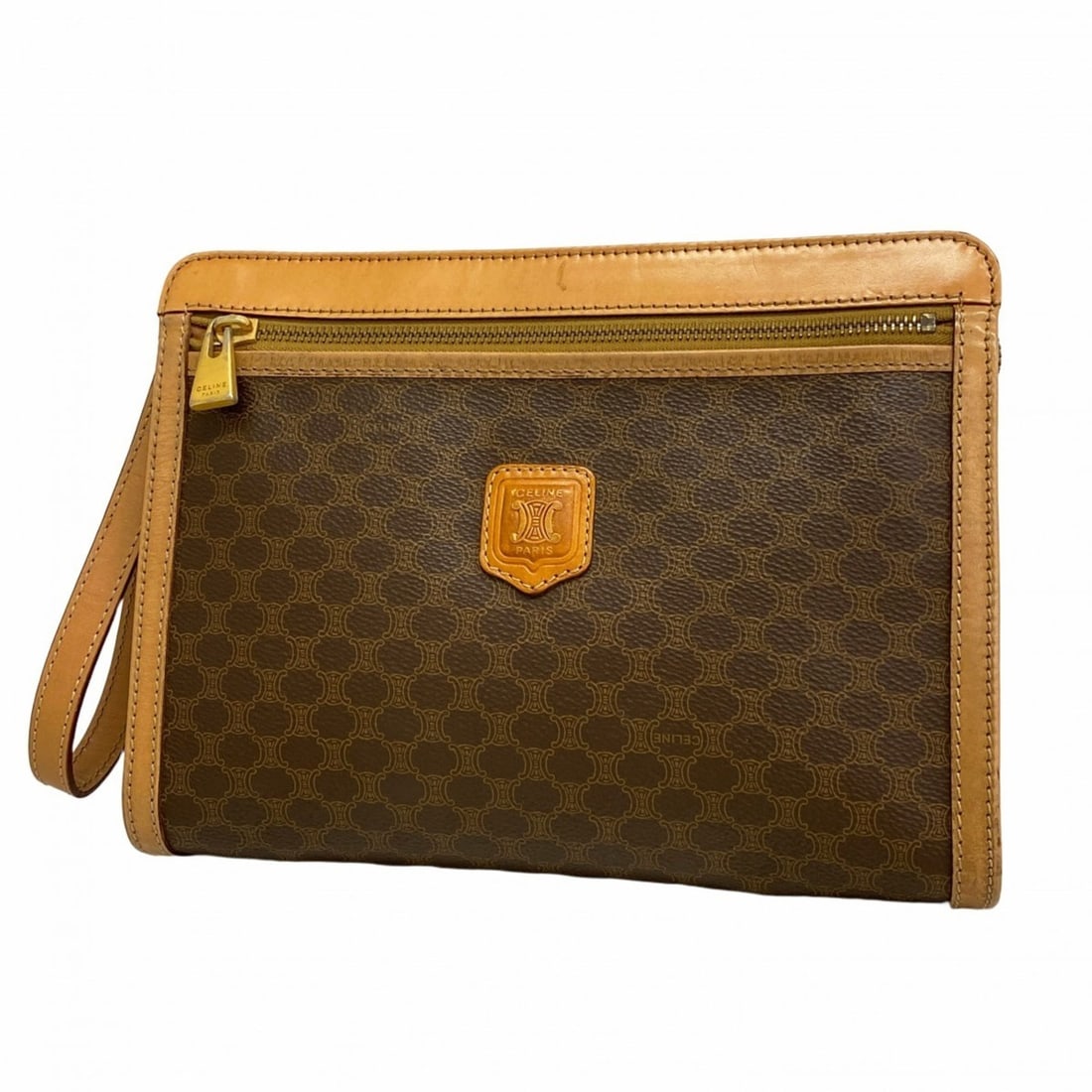 Celine clutch bag Macadam brown women's: --- Catalog ---Category: SizeSize (HxWxD): 19.5cm x 25.3cm x 6cm / 7.67'' x 9.96'' x 2.36''Category: DesignType: Clutch bagColor: BrownGender: WomenMaterial: PVC Hardware Color: GoldCategory: GeneralB