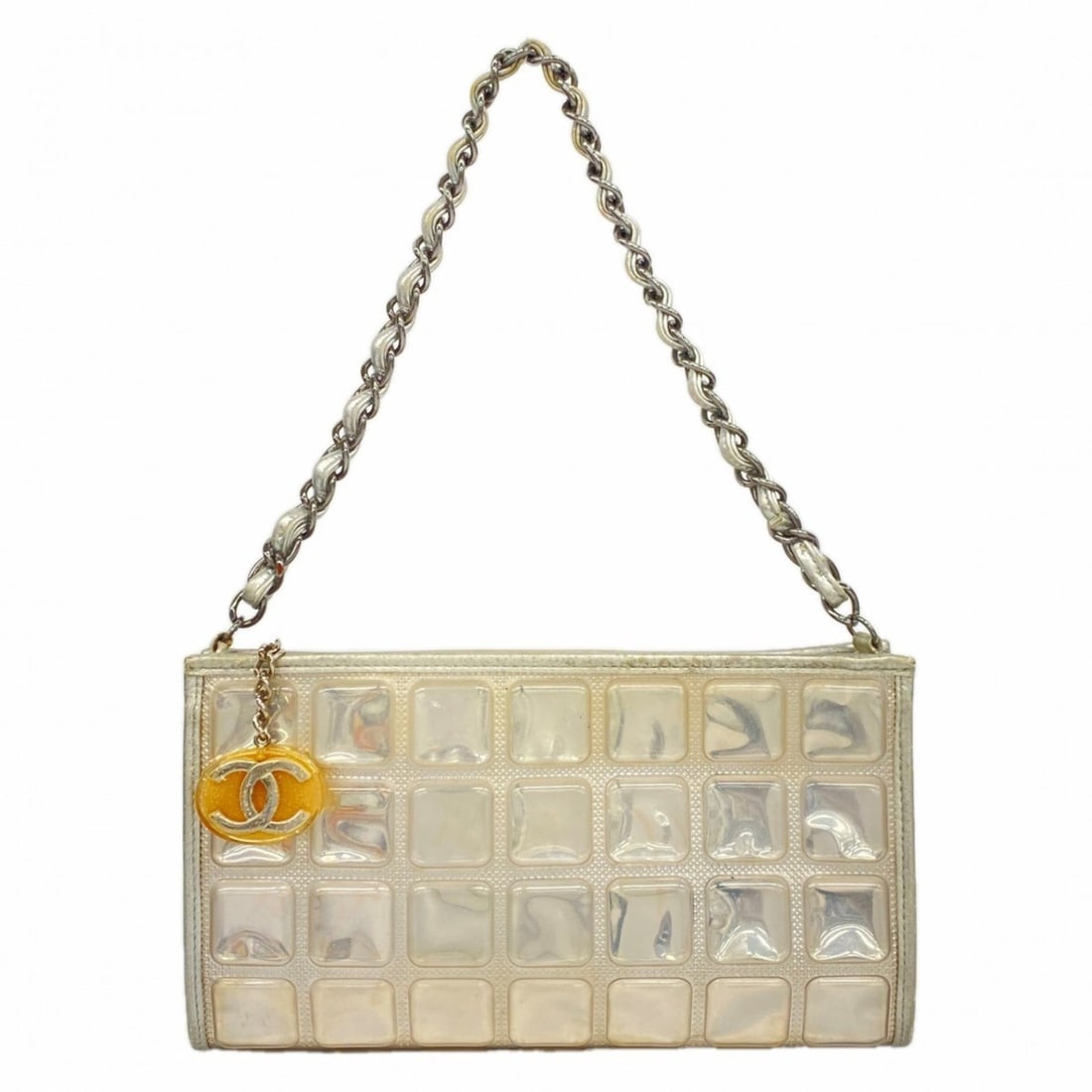 Chanel Ice Cube Vinyl Leather Silver Shoulder Bag with Chain: --- Catalog ---Category: SizeSize (HxWxD): 15cm x 26cm x 8cm / 5.9'' x 10.23'' x 3.14''Category: DesignType: Shoulder bagColor: SilverGender: WomenMaterial: Vinyl Hardware Color: SilverCategory: Gener